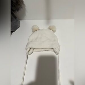 H&M Cream Fleece-lined Kids Hat with Pom Poms